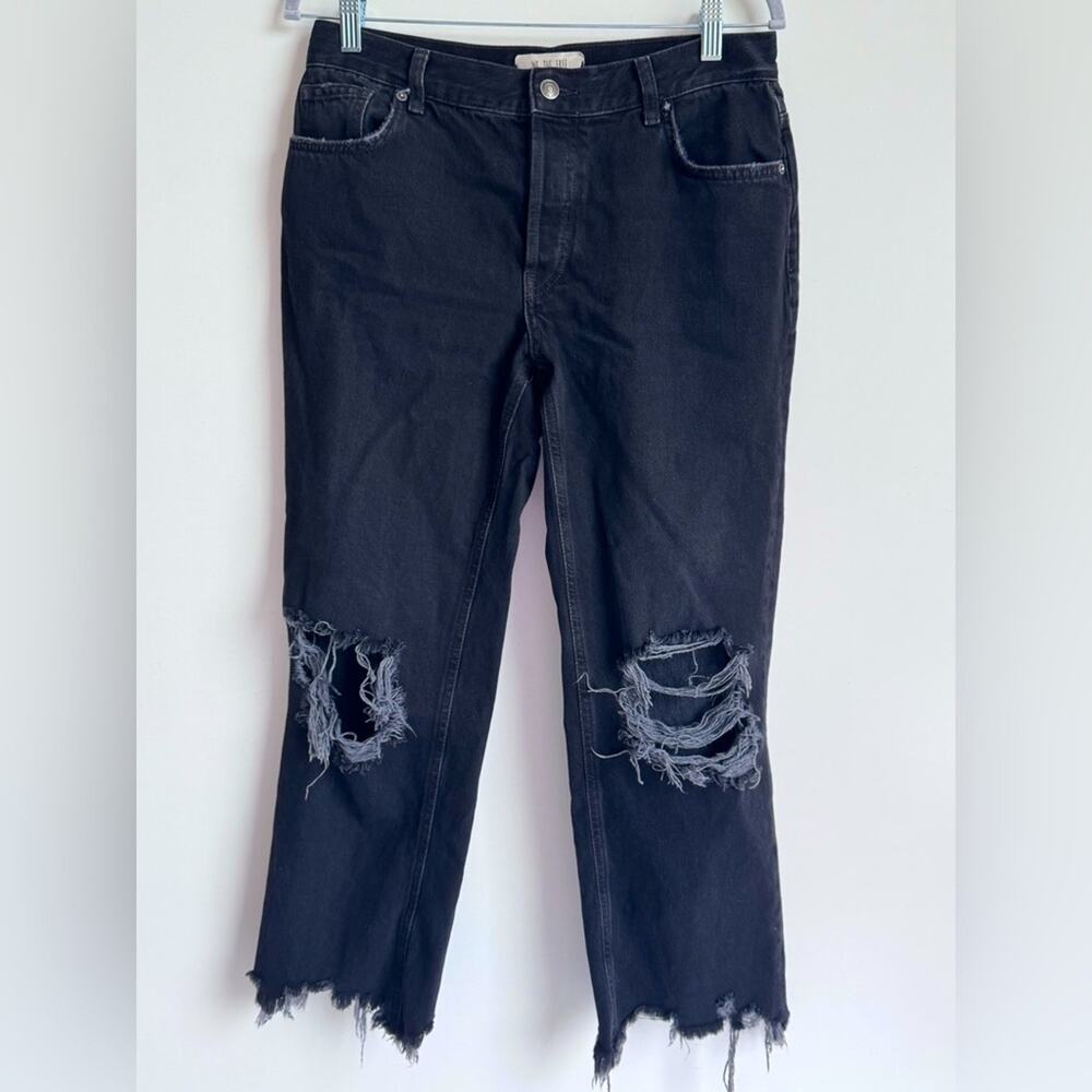 Black Distressed Wide-Leg Women’s Jeans - Picture 2 of 13